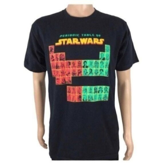 PERIODIC Table Of Star Wars Black short sleeve T-shirt size large tee - Picture 1 of 8